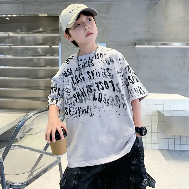 Summer Boys T-shirt Half Sleeve Letters Cool Teen — feature 4