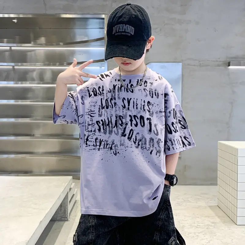 Summer Boys T-shirt Half Sleeve Letters Cool Teen — feature 5
