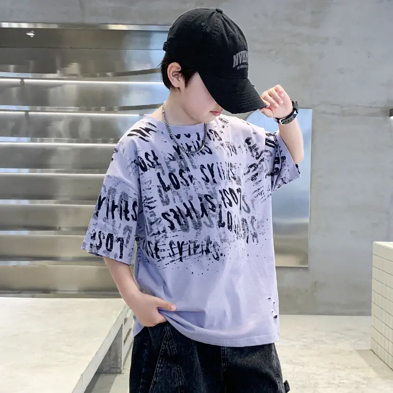 Summer Boys T-shirt Half Sleeve Letters Cool Teen — feature 7