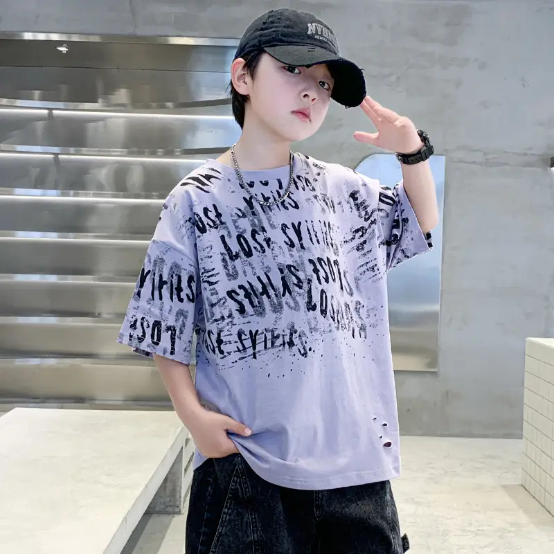 Summer Boys T-shirt Half Sleeve Letters Cool Teen — feature 8