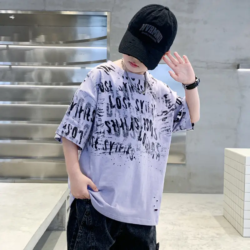 Summer Boys T-shirt Half Sleeve Letters Cool Teen — feature 9