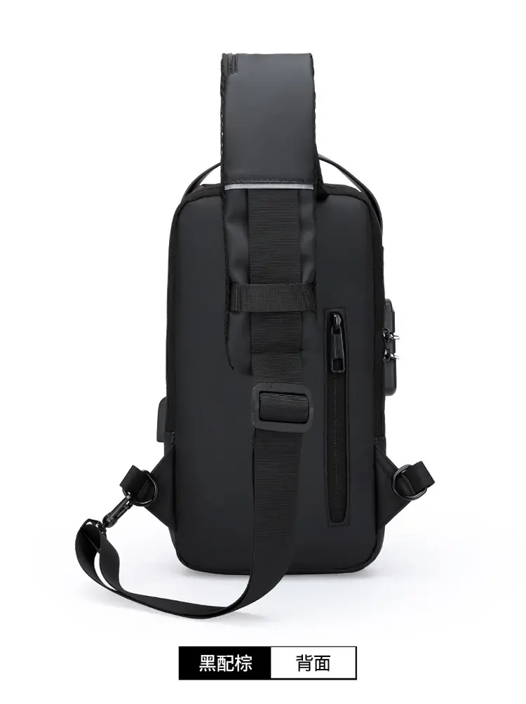 Men's Anti-Theft Chest Bag Black Waterproof Sports Bag — feature 20
