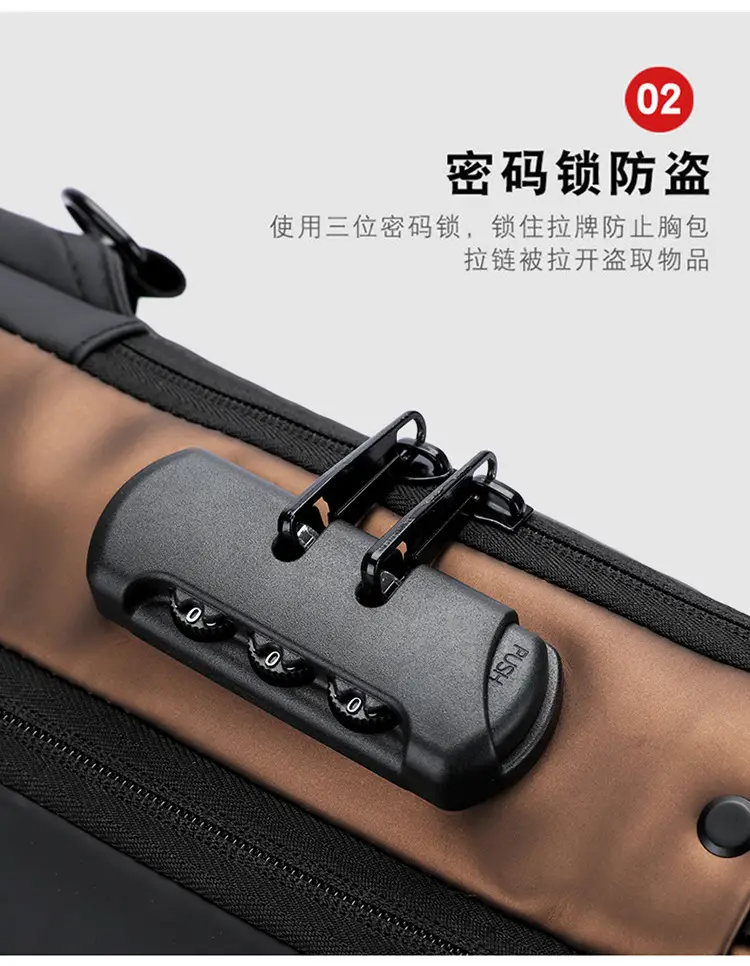Men's Anti-Theft Chest Bag Black Waterproof Sports Bag — feature 8