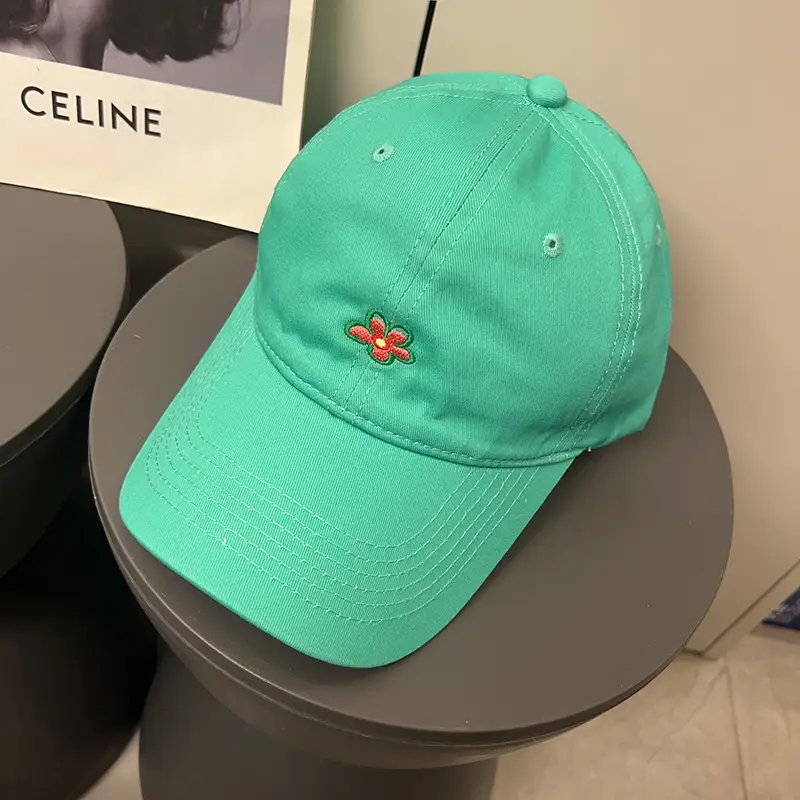 Korean Style Purple Flower Embroidered Baseball Cap - Image 11
