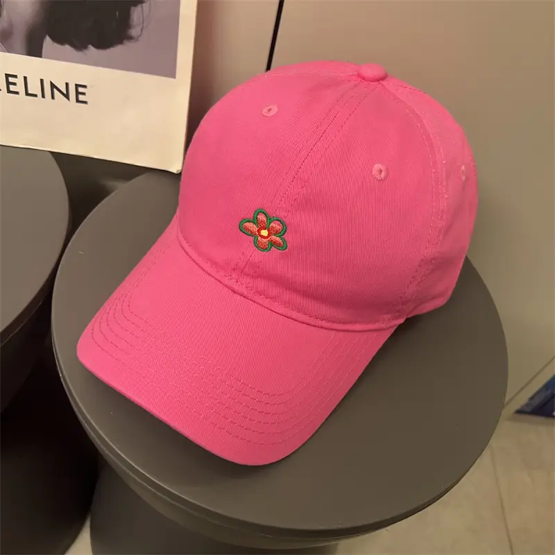 Korean Style Purple Flower Embroidered Baseball Cap - Image 5
