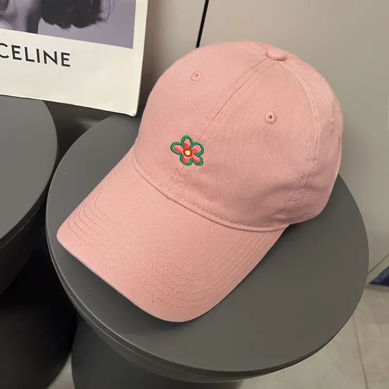 Korean Style Purple Flower Embroidered Baseball Cap - Image 6