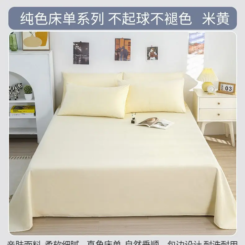 Ins-Style Single Bed Sheet for Autumn and Winter, Brushed Flannel Sheet for Student Dormitory, Single/Double, Non-Cotton Pure Cotton Sheet