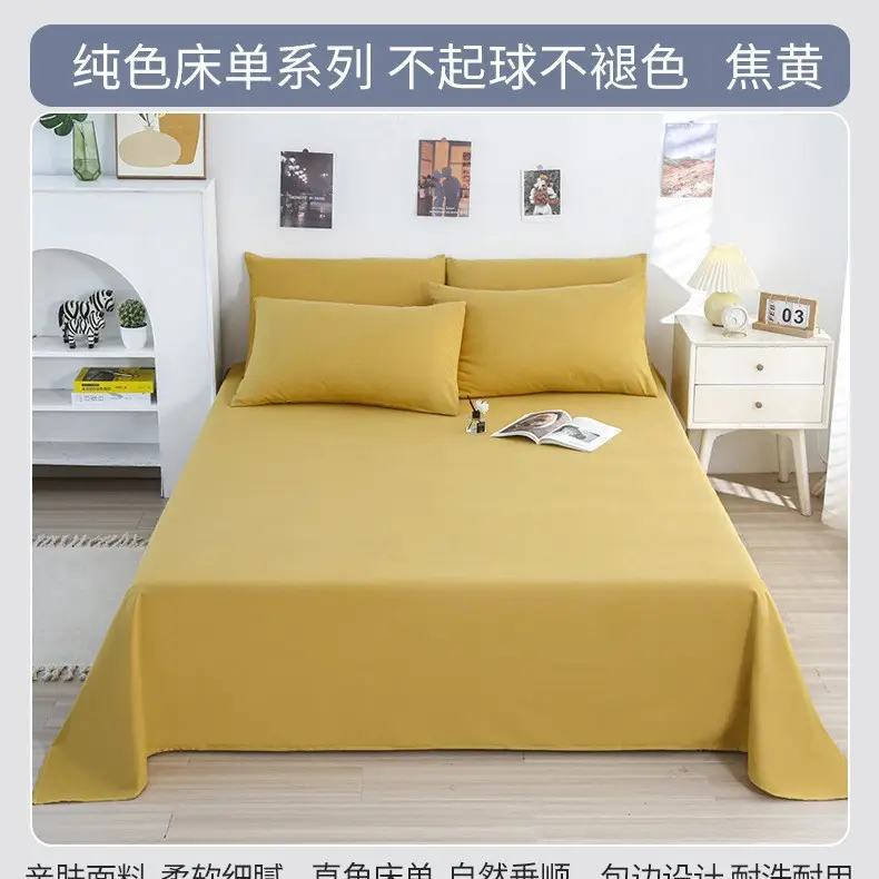 Ins-Style Single Bed Sheet for Autumn and Winter, Brushed Flannel Sheet for Student Dormitory, Single/Double, Non-Cotton Pure Cotton Sheet