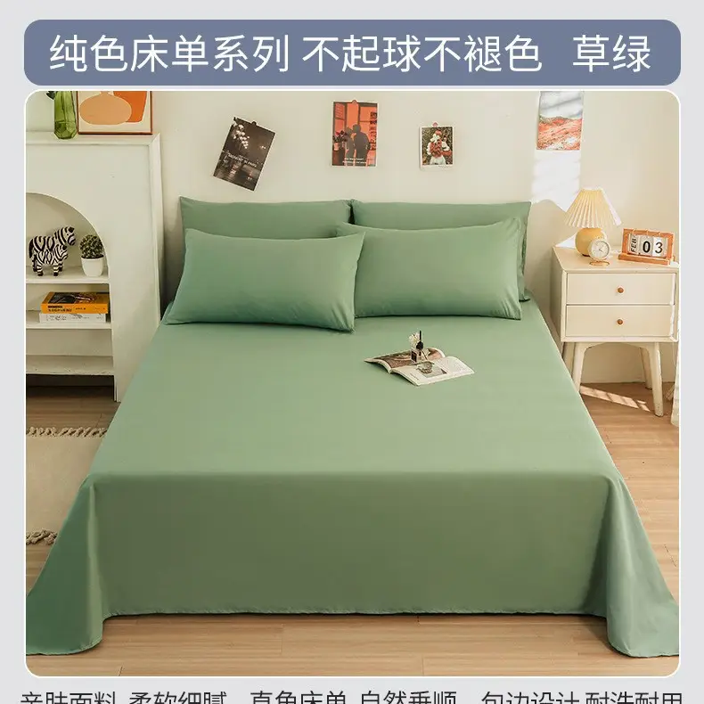 Ins-Style Single Bed Sheet for Autumn and Winter, Brushed Flannel Sheet for Student Dormitory, Single/Double, Non-Cotton Pure Cotton Sheet