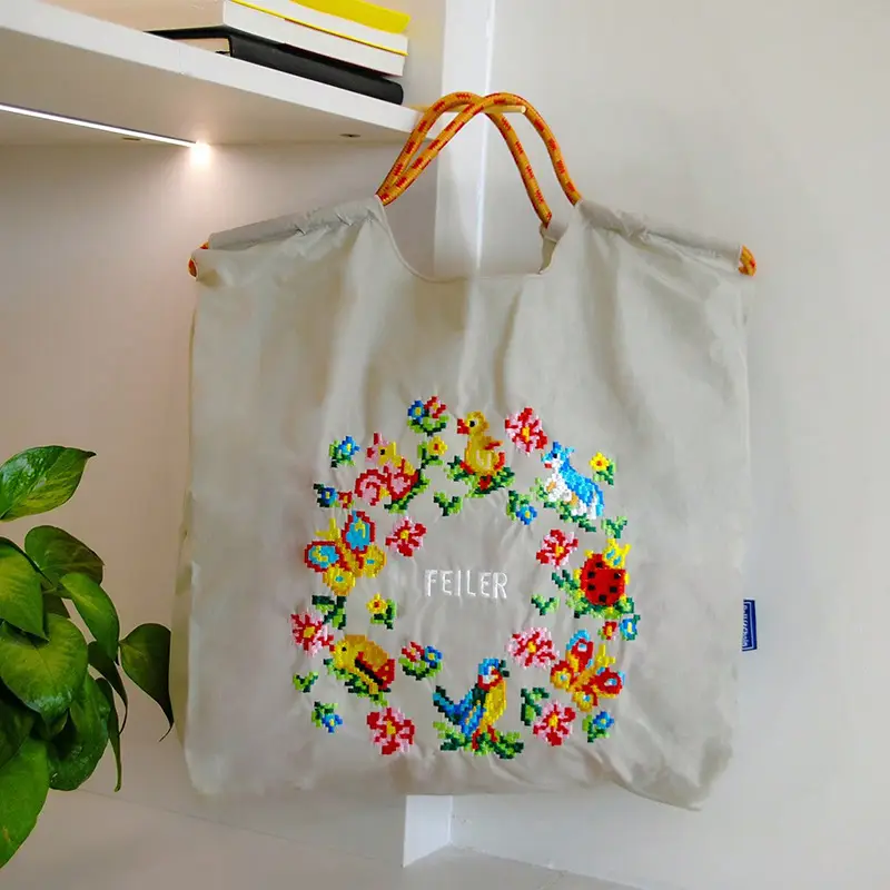 Embroidered Floral Tote Bag Large Capacity Casual Shoulder Bag - Image 10