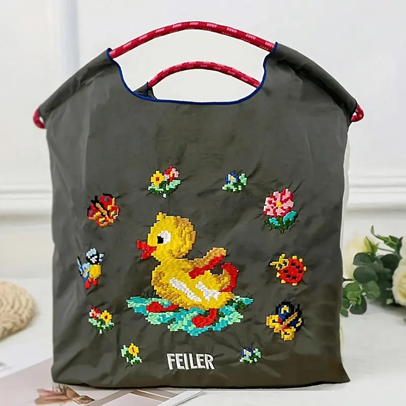Embroidered Floral Tote Bag Large Capacity Casual Shoulder Bag - Image 14
