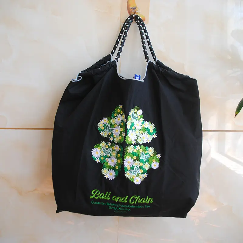 Embroidered Floral Tote Bag Large Capacity Casual Shoulder Bag - Image 17
