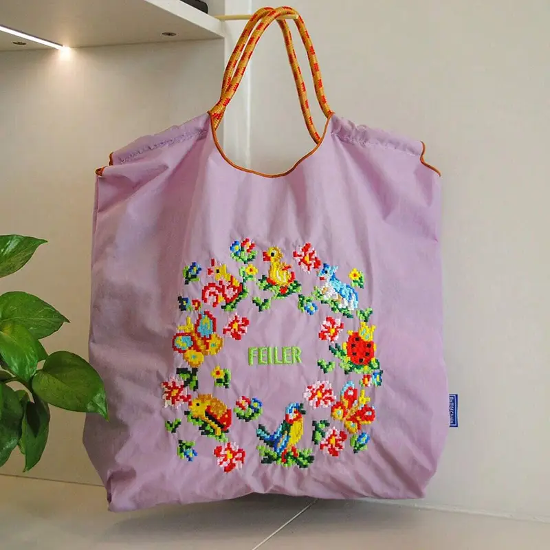 Embroidered Floral Tote Bag Large Capacity Casual Shoulder Bag - Image 9