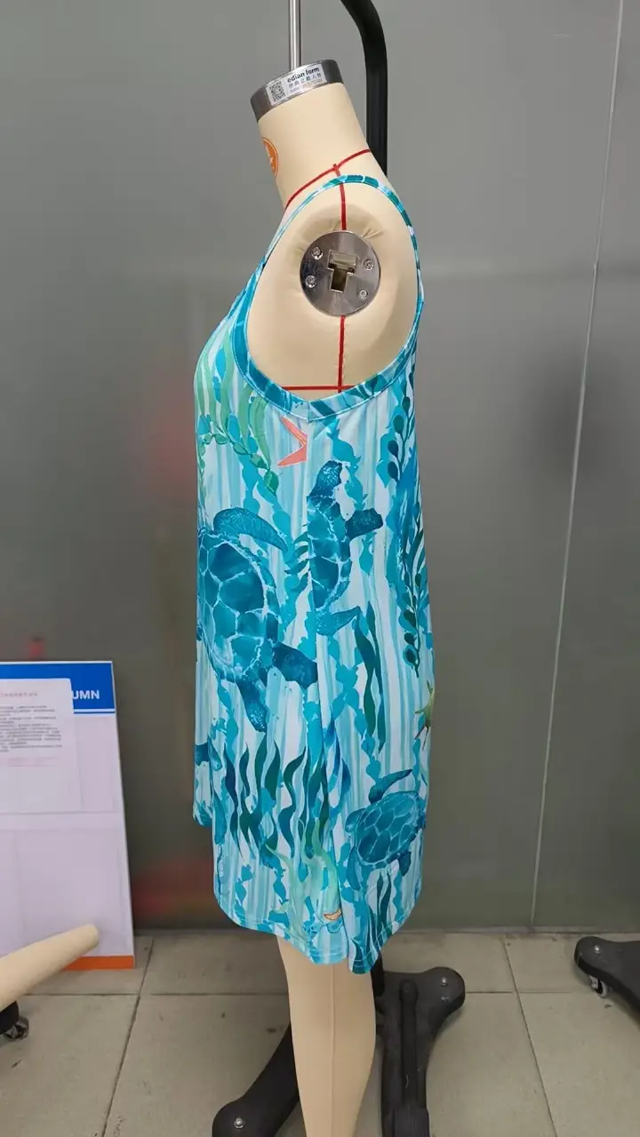 2025 Printed Ocean Style Summer Dress Large Women — feature 5