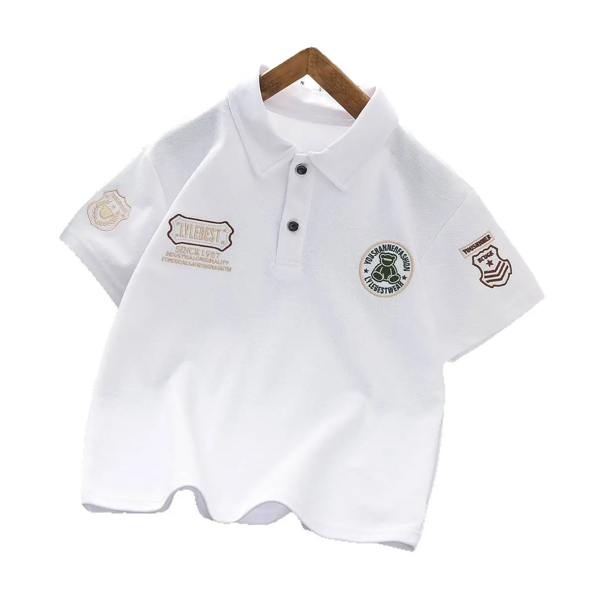 Boys Polo Shirt White Short Sleeve Summer 2025 Medium Large