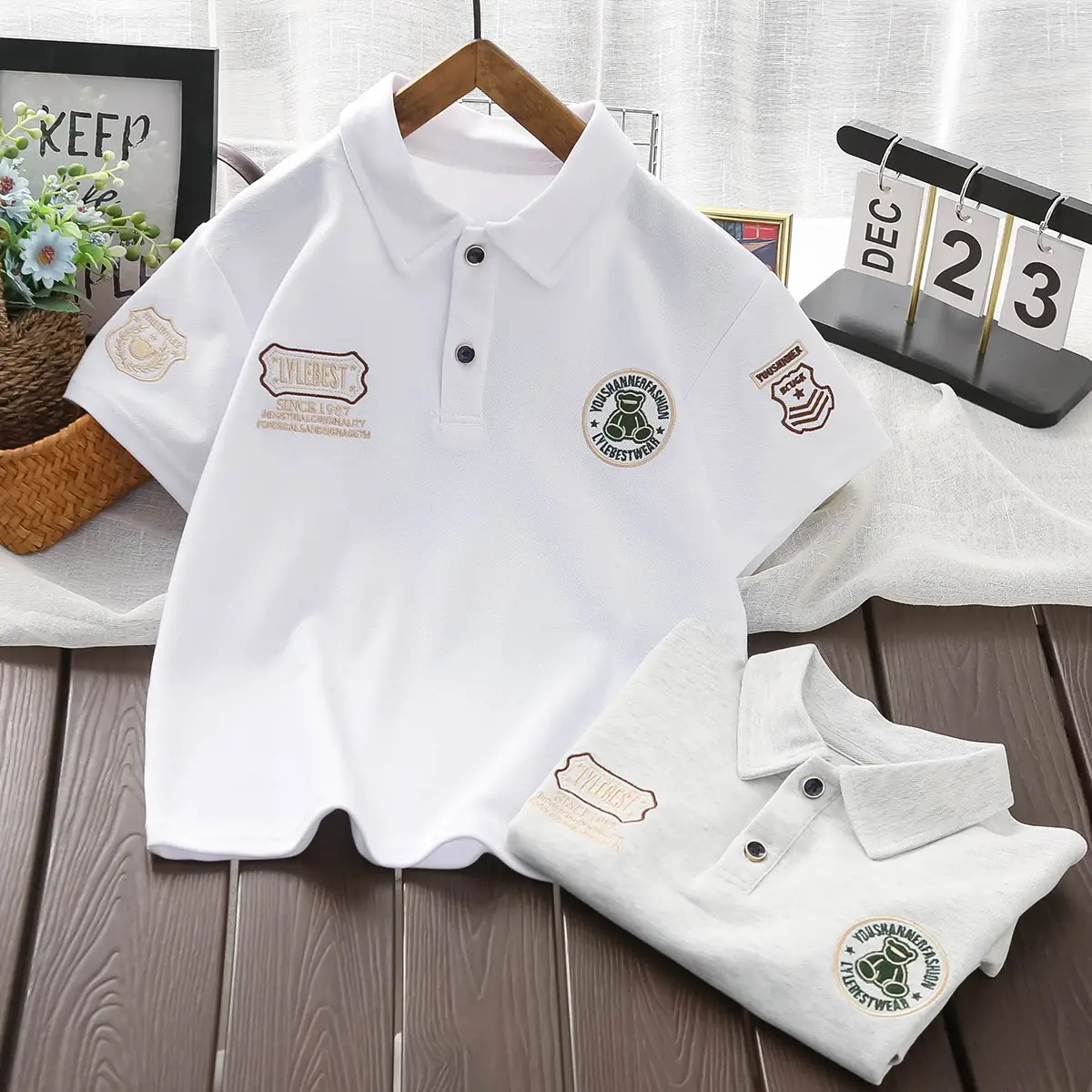 Boys Polo Shirt White Short Sleeve Summer 2025 Medium Large — feature 1