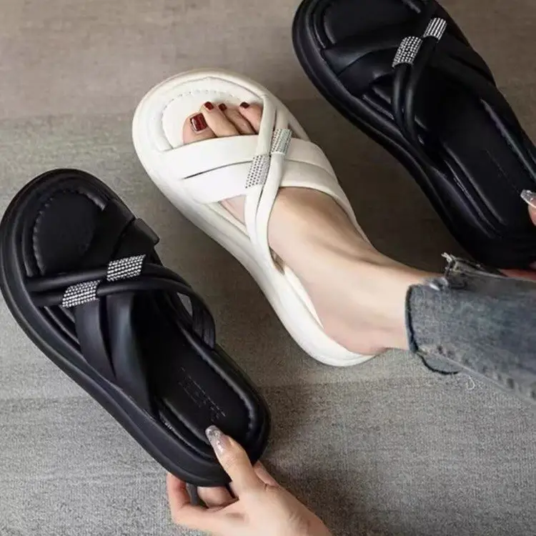 Women's White Rhinestone Sandals Summer 2024 - Image 6