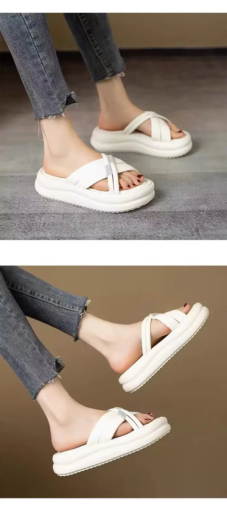 Women's White Rhinestone Sandals Summer 2024 — feature 10