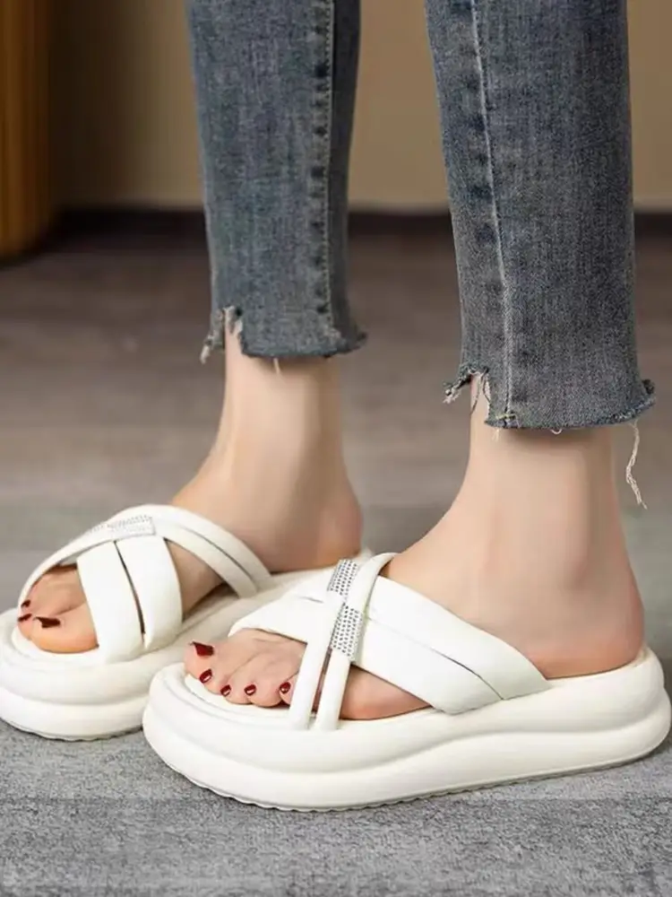 Women's White Rhinestone Sandals Summer 2024 — feature 8