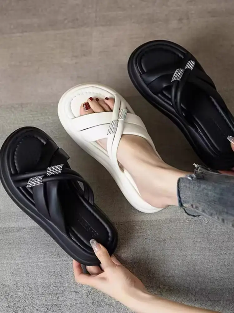 Women's White Rhinestone Sandals Summer 2024 — feature 9