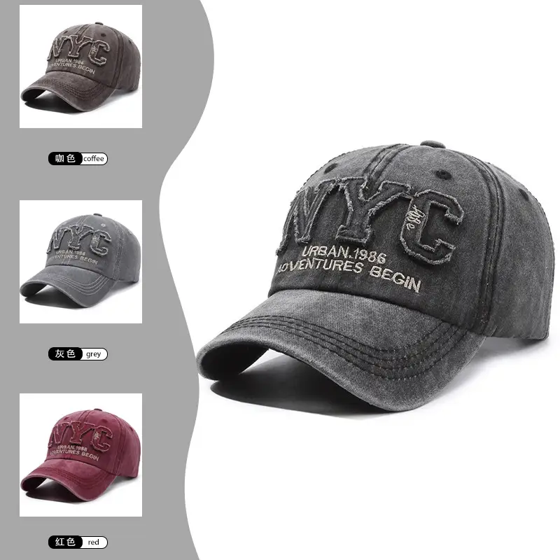 Vintage NYC Letter Hat for Men Women Casual Baseball Cap