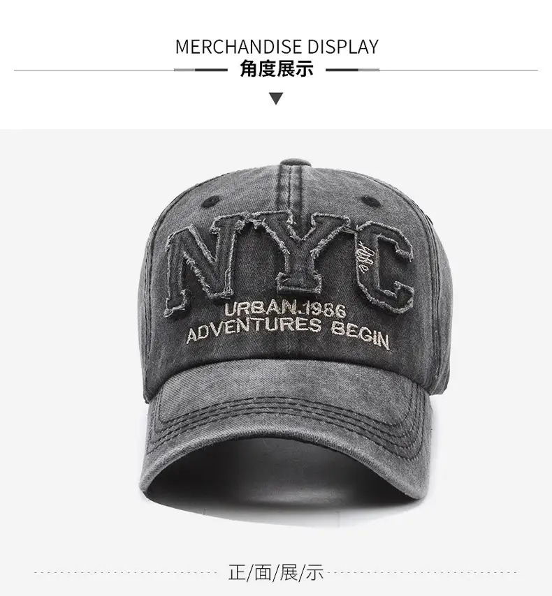 Vintage NYC Letter Hat for Men Women Casual Baseball Cap — feature 12