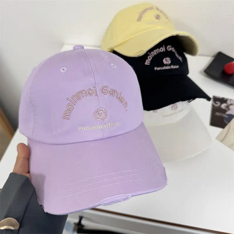 Women White Floral Letter Cap Baseball Cap - Image 9