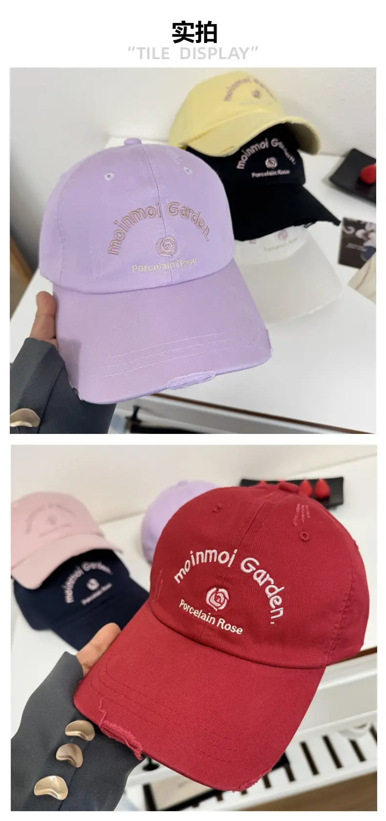 Women White Floral Letter Cap Baseball Cap — feature 2