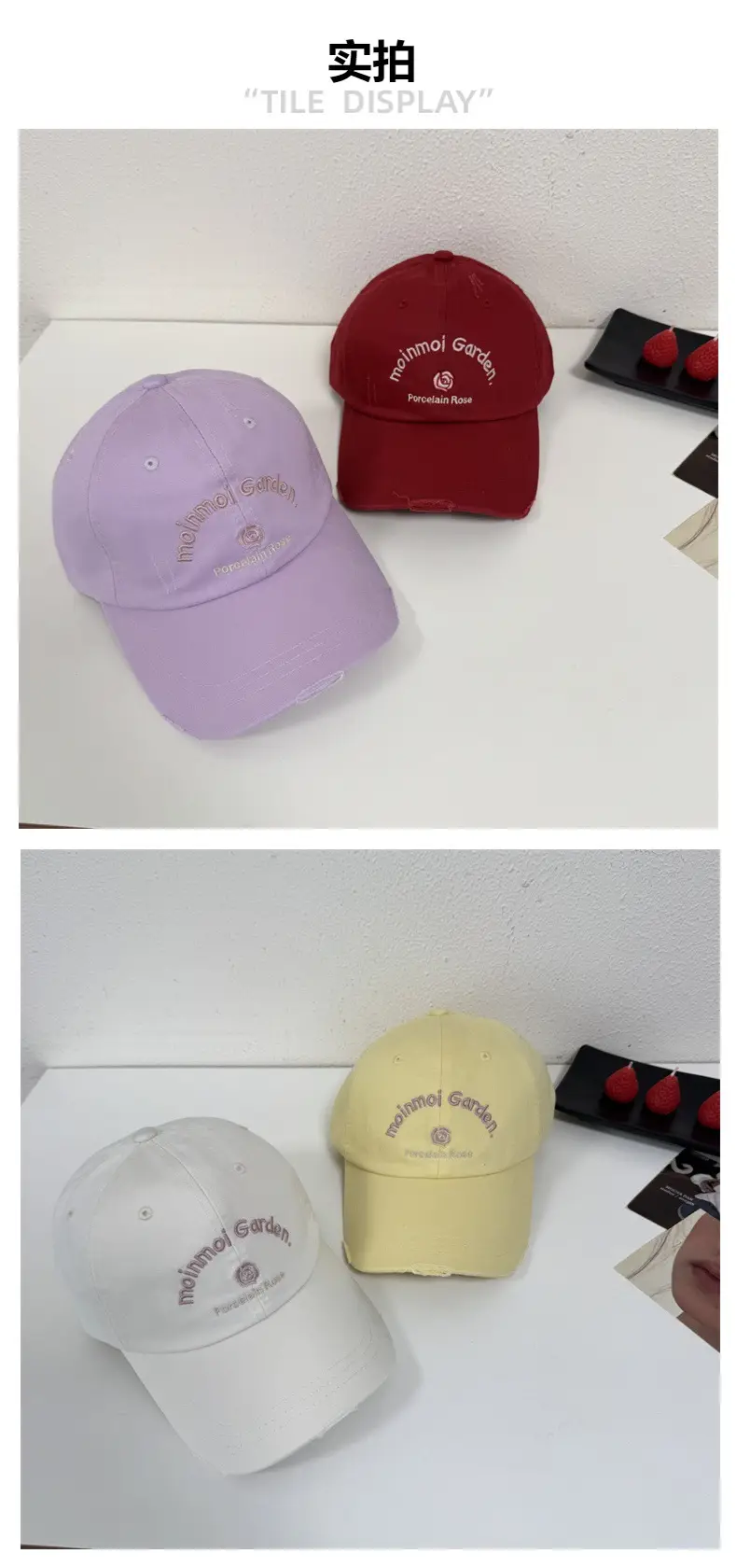 Women White Floral Letter Cap Baseball Cap — feature 3
