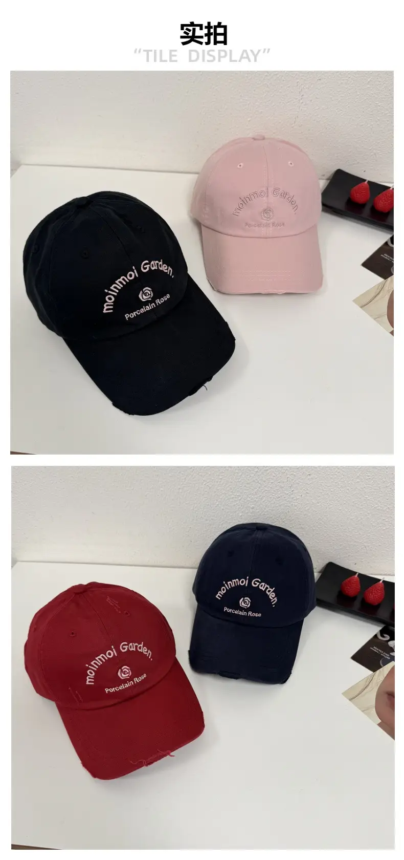 Women White Floral Letter Cap Baseball Cap — feature 4