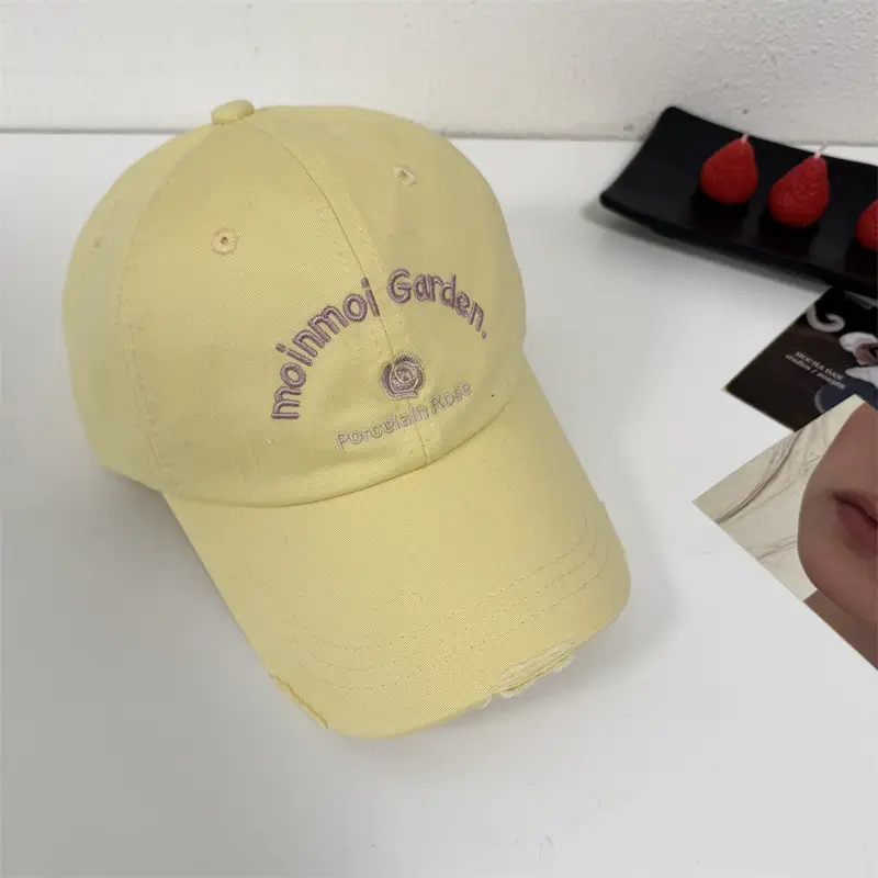 Women White Floral Letter Cap Baseball Cap - Image 6