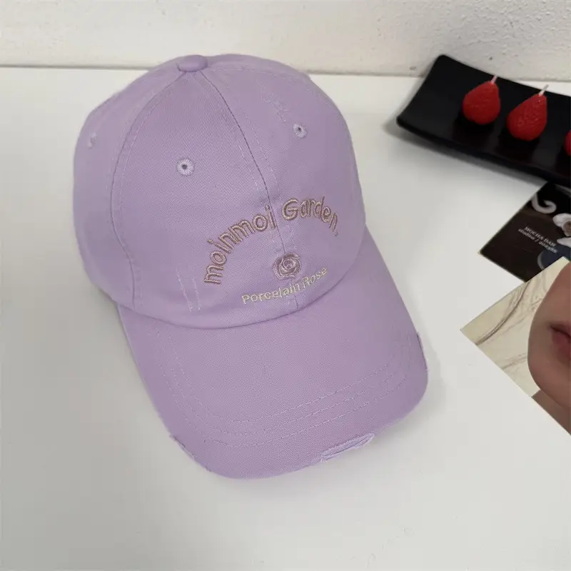 Women White Floral Letter Cap Baseball Cap - Image 7