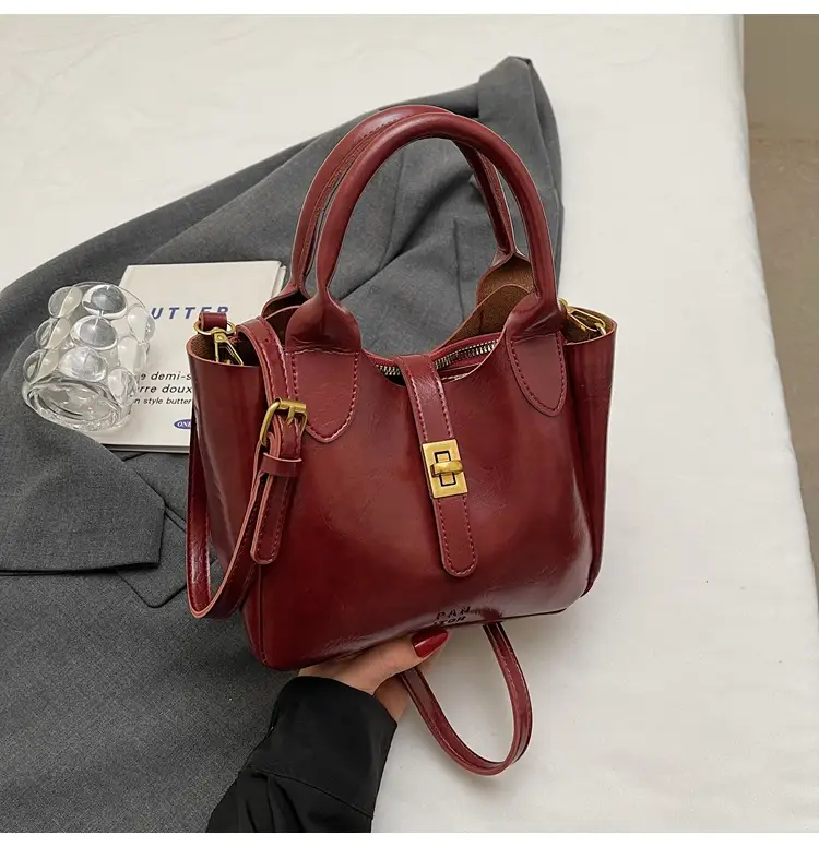 Red Leather Shoulder Bag for Women 2025