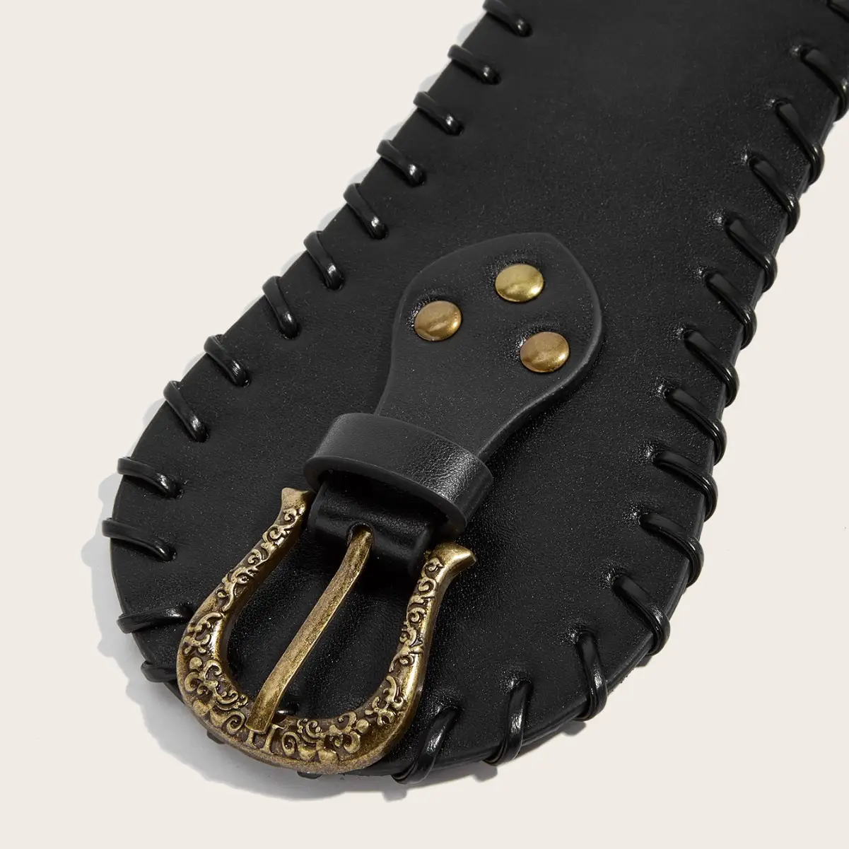 Black Elastic Waist Belt for Women Tight Fit Decorative Coat Belt - Image 4