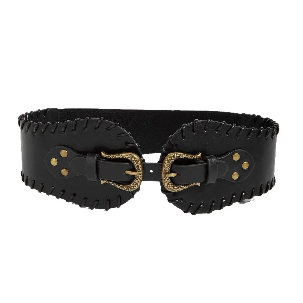 Black Elastic Waist Belt for Women Tight Fit Decorative Coat Belt - Image 6
