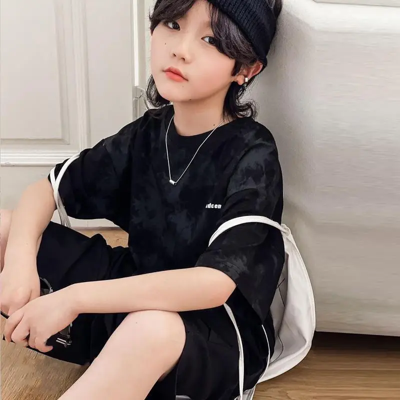 Cotton Tie-dyed Crewneck T-Shirt for Boys Summer Wear — feature 4