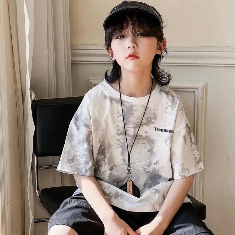 Cotton Tie-dyed Crewneck T-Shirt for Boys Summer Wear — feature 7