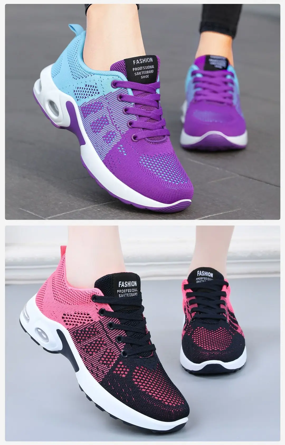 Women's Shoes Versatile Spring Large Size Casual Shoes Breathable Lightweight Lace-Up Air Cushion Cross-Border Sneakers for Women — feature 10