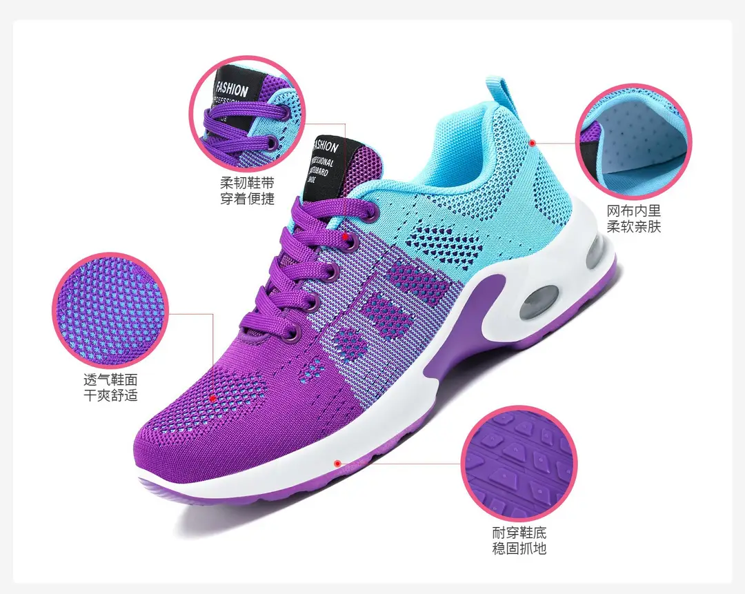 Women's Shoes Versatile Spring Large Size Casual Shoes Breathable Lightweight Lace-Up Air Cushion Cross-Border Sneakers for Women — feature 2