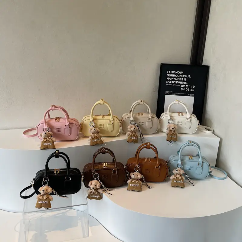 Pink Textured Shoulder Crossbody Bag for Women - Image 12