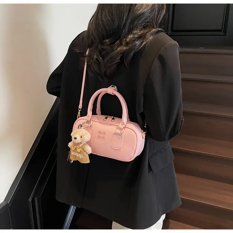 Pink Textured Shoulder Crossbody Bag for Women — feature 11