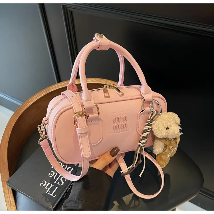 Pink Textured Shoulder Crossbody Bag for Women — feature 25