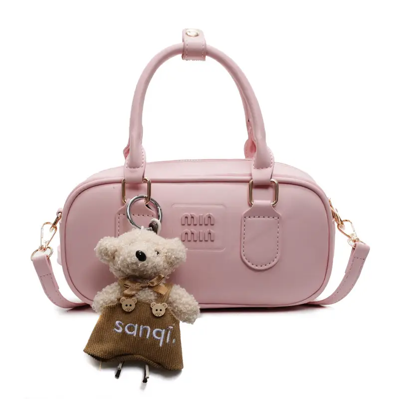 Pink Textured Shoulder Crossbody Bag for Women - Image 5