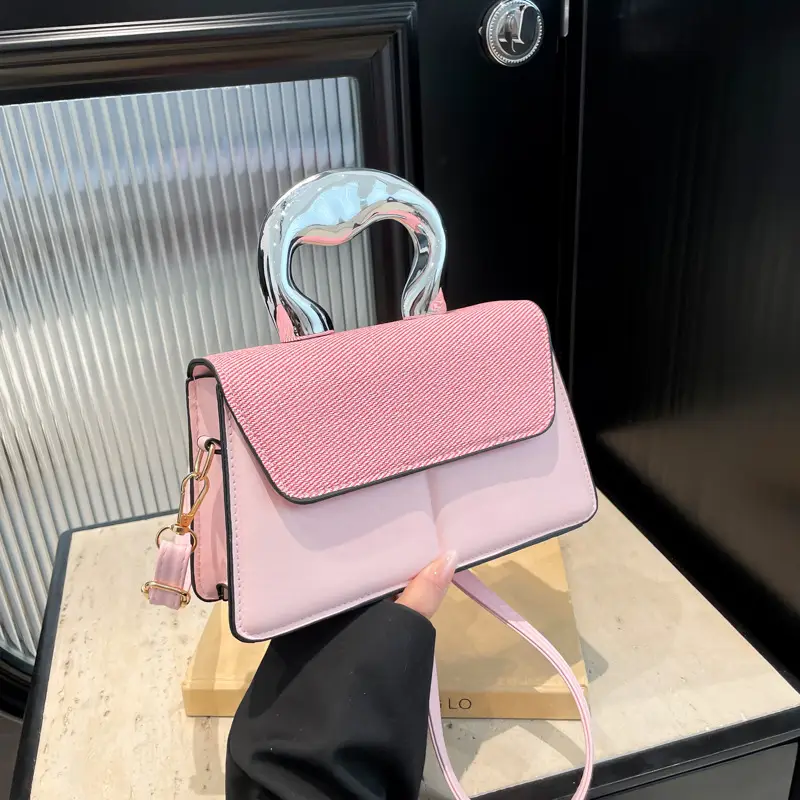 Pink Textured Shoulder Bag for Women 2025