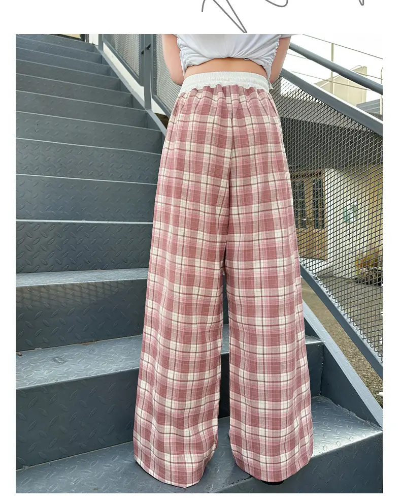 Girls Plaid Wide Leg Pants 2025 Summer Mid Large — feature 11