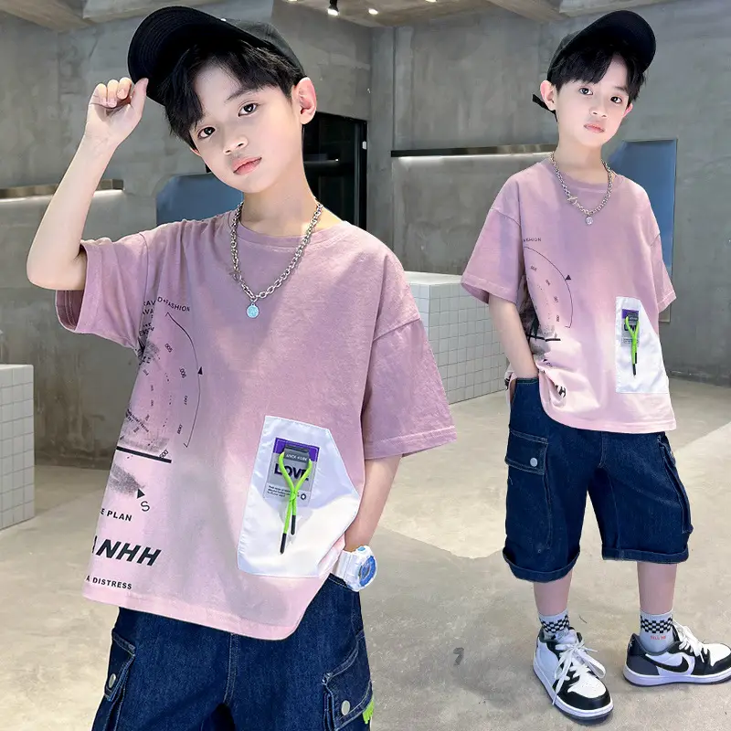Kids Cotton Graphic T-Shirt Blue Short Sleeve - Image 6