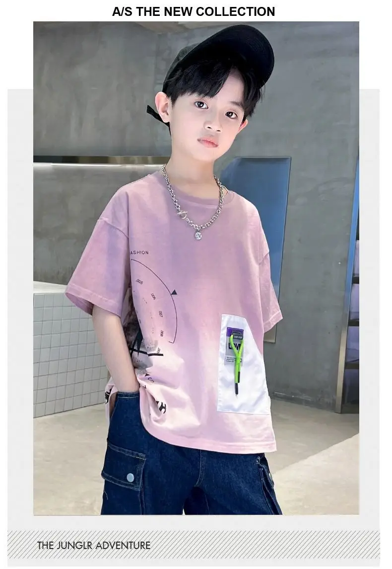 Kids Cotton Graphic T-Shirt Blue Short Sleeve — feature 4