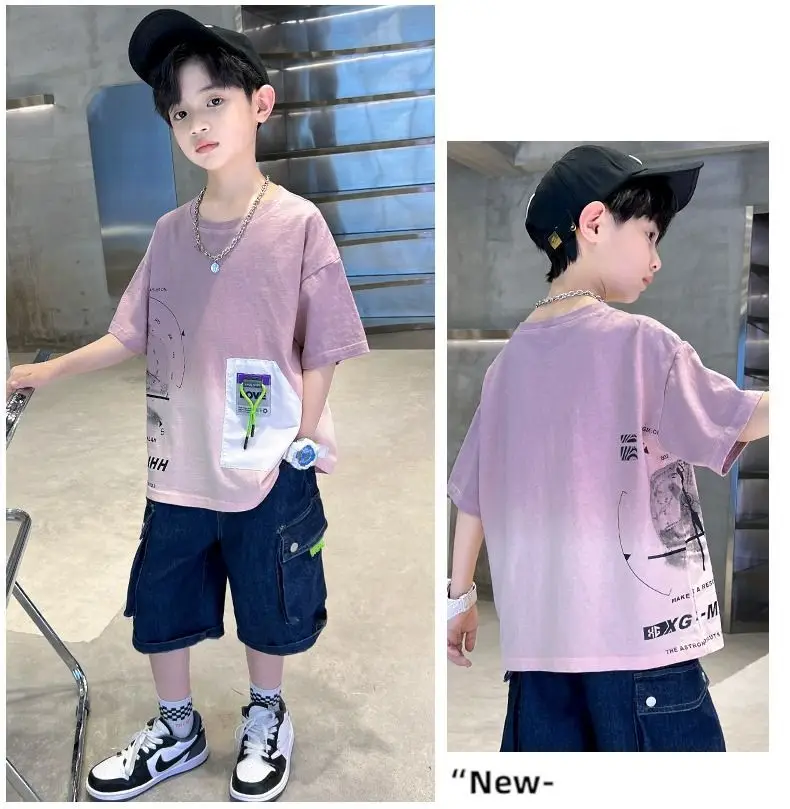 Kids Cotton Graphic T-Shirt Blue Short Sleeve — feature 5