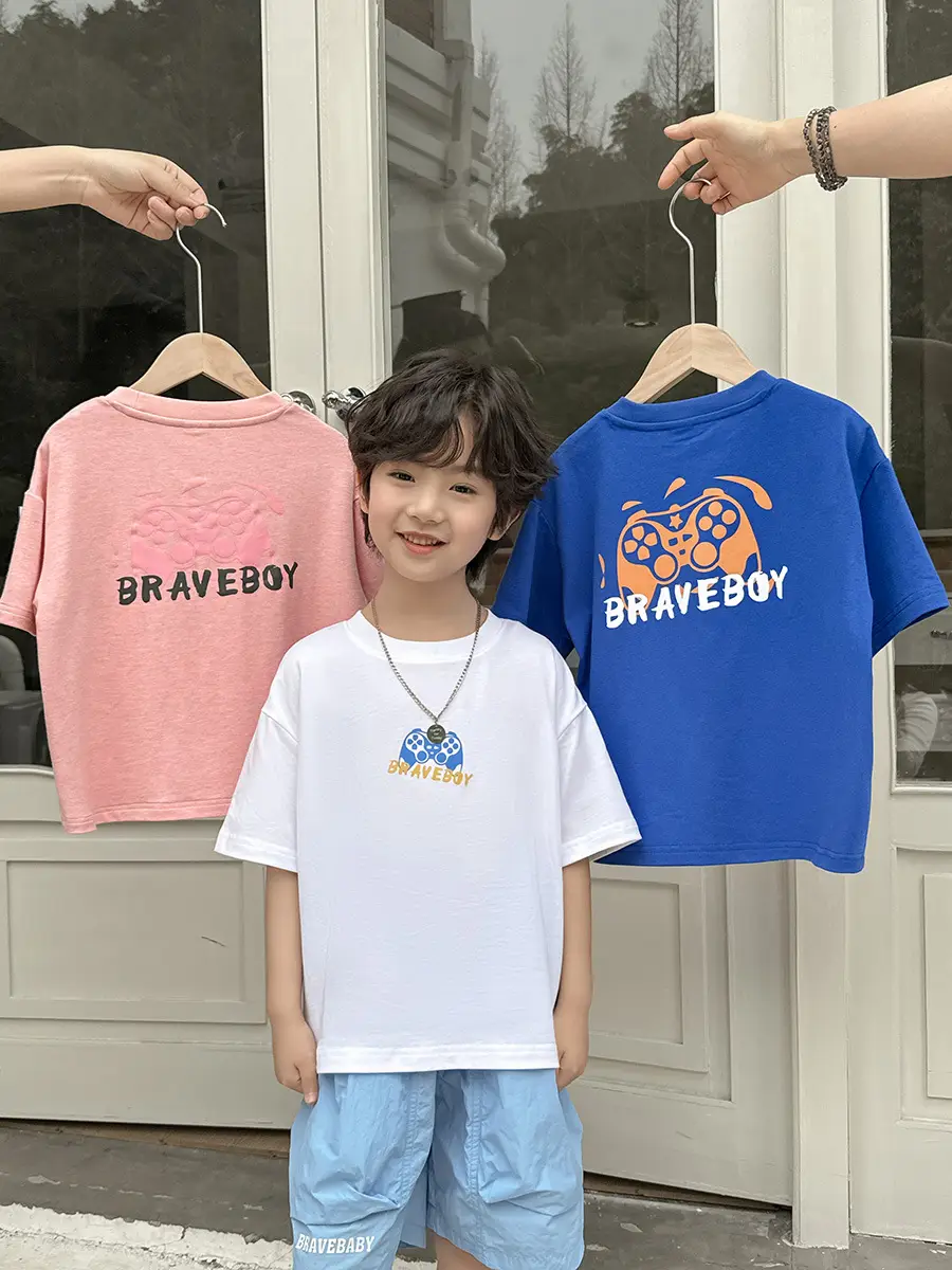 Boys Blue Cartoon Cotton T-Shirt Summer Korean Style - Image 6