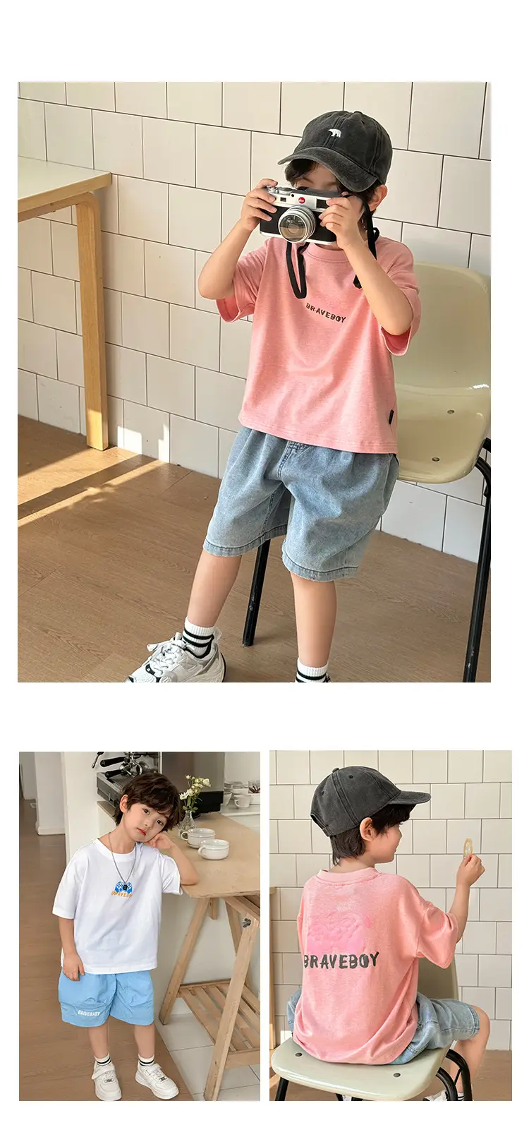 Boys Blue Cartoon Cotton T-Shirt Summer Korean Style — feature 10